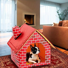 Waterproof Foldable Dog Bed Portable House Cat Puppy Red