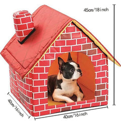 Waterproof Foldable Dog Bed Portable House Cat Puppy Red