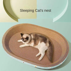 Oval Shaped Cat Scratching Board Bed Nest Durable & Wear Resistant