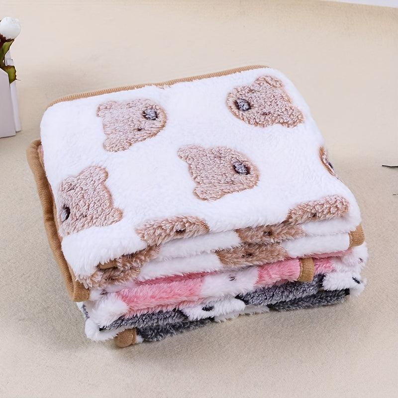 Cozy Cartoon Bear Pet Blanket for Indoor Sleeping