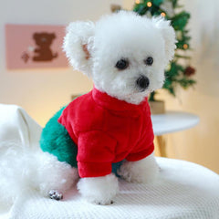 Christmas Dog Dress Tree Bear Embroidered Dress Winter Pet Clothes