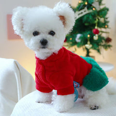 Christmas Dog Dress Tree Bear Embroidered Dress Winter Pet Clothes