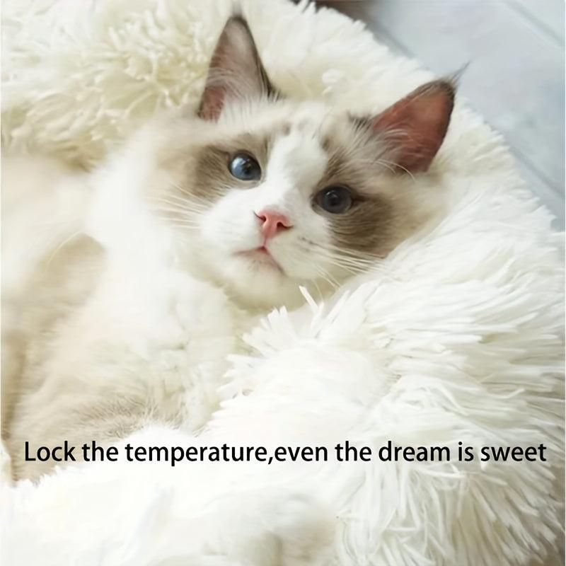 Washable Indoor Cat Bed Soft Plush Pet Mat Waterproof Bottom