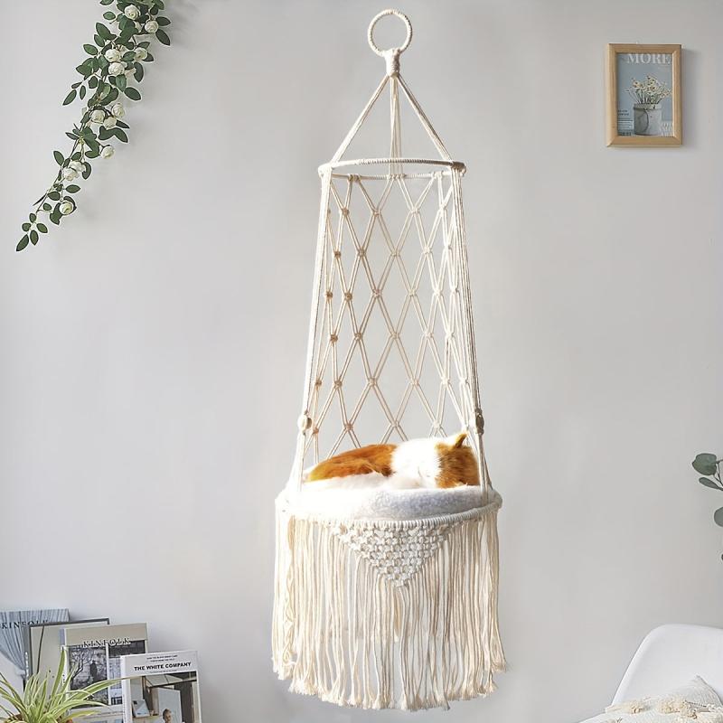 Handwoven Cat Nest Hammock Basket for Small Dog and Cat Hanging Cat Hammock Bed