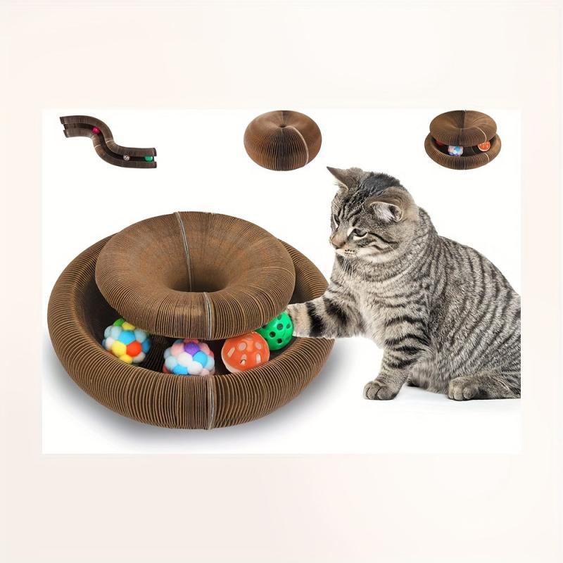 Interactive Cat Scratch Board & Ball Toy - Foldable Scratching Mat