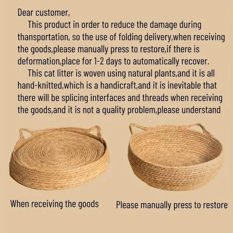 Cat Ear Plant Woven Scratching Board Pet Bed