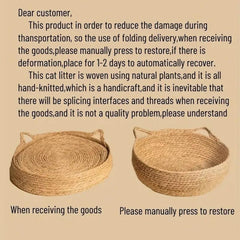 Cat Ear Plant Woven Scratching Board Pet Bed