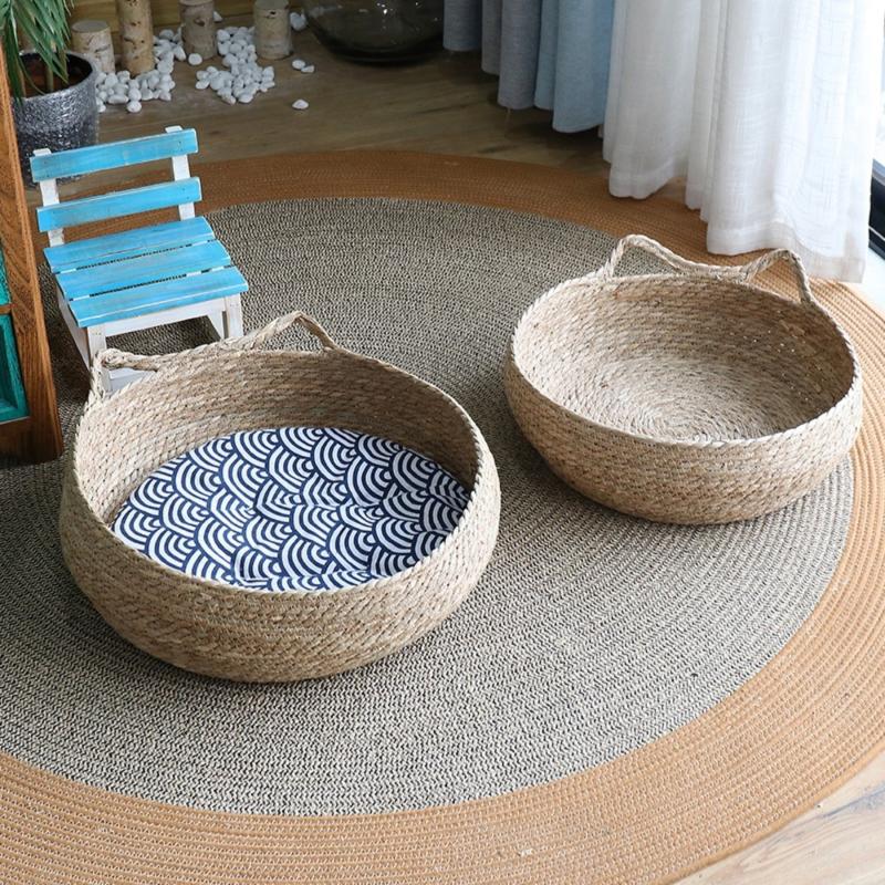 Cat Ear Plant Woven Scratching Board Pet Bed