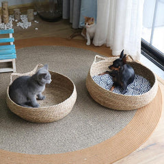 Cat Ear Plant Woven Scratching Board Pet Bed