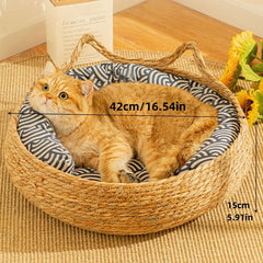 Cat Ear Plant Woven Scratching Board Pet Bed