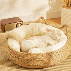 Cat Ear Plant Woven Scratching Board Pet Bed