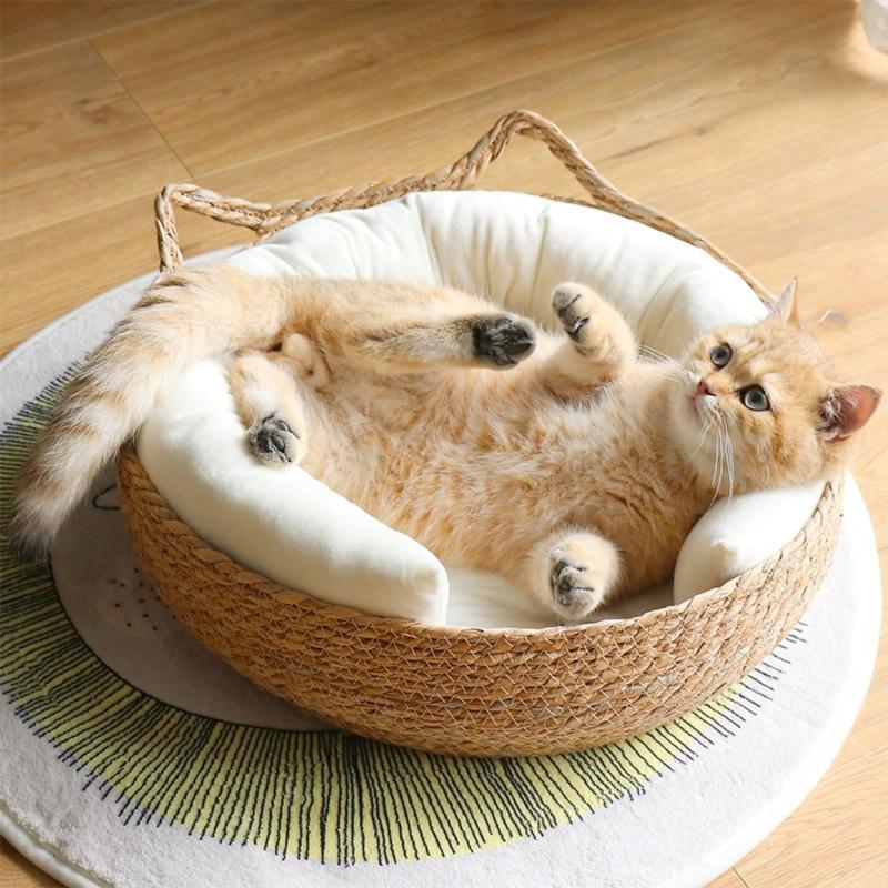 Cat Ear Plant Woven Scratching Board Pet Bed