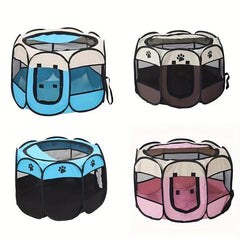Portable Pet Playpen With Mesh Window For Cats And Dogs