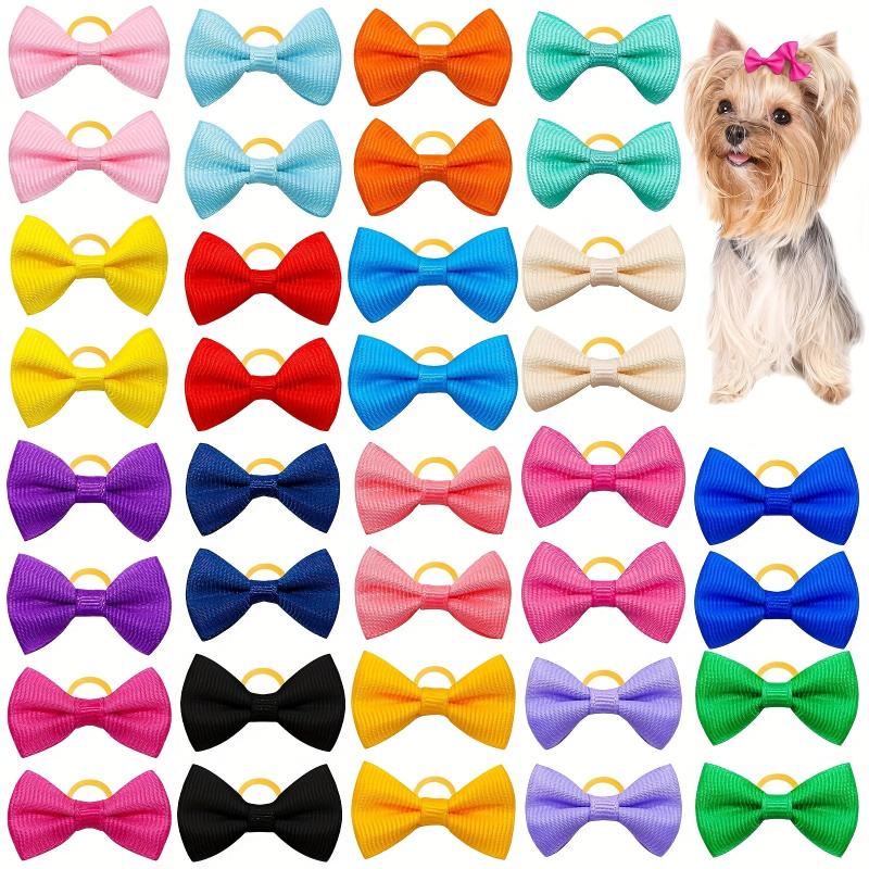 30pcs Pet Hair Accessories Solid Hair Ties for Dogs & Cats