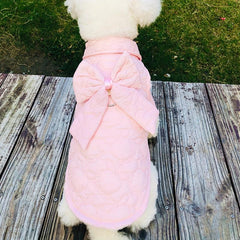 Dog Coat With Bowknot Decor Winter Warm Puppy Vest Pet Padded Jacket