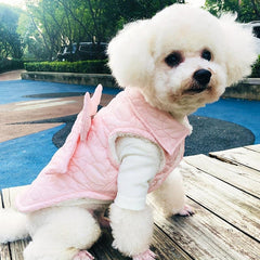 Dog Coat With Bowknot Decor Winter Warm Puppy Vest Pet Padded Jacket