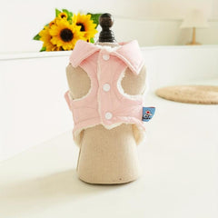 Dog Coat With Bowknot Decor Winter Warm Puppy Vest Pet Padded Jacket
