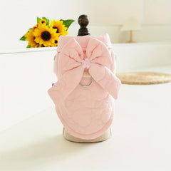 Dog Coat With Bowknot Decor Winter Warm Puppy Vest Pet Padded Jacket