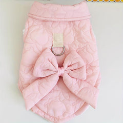 Dog Coat With Bowknot Decor Winter Warm Puppy Vest Pet Padded Jacket