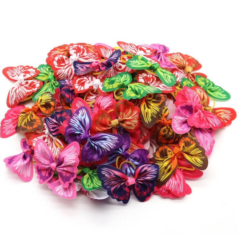 10pcs Elastic Butterfly Decor Rubber Band for Dogs