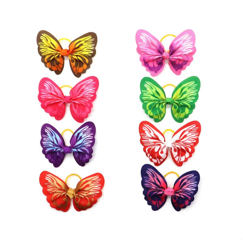 10pcs Elastic Butterfly Decor Rubber Band for Dogs