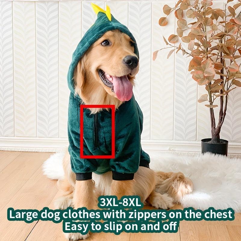Dinosaur Pet Thickened Fleece Hoodie for Dog Winter Clothes