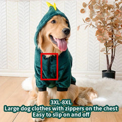 Dinosaur Pet Thickened Fleece Hoodie for Dog Winter Clothes