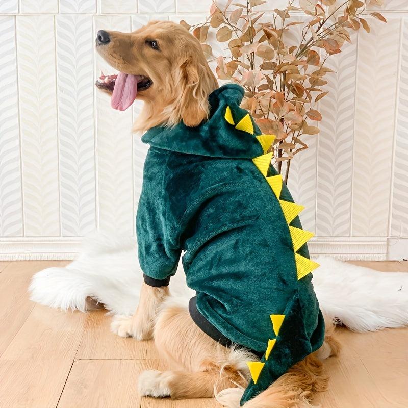 Dinosaur Pet Thickened Fleece Hoodie for Dog Winter Clothes