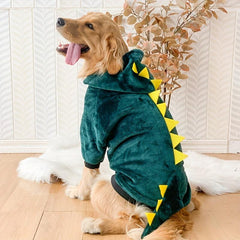 Dinosaur Pet Thickened Fleece Hoodie for Dog Winter Clothes