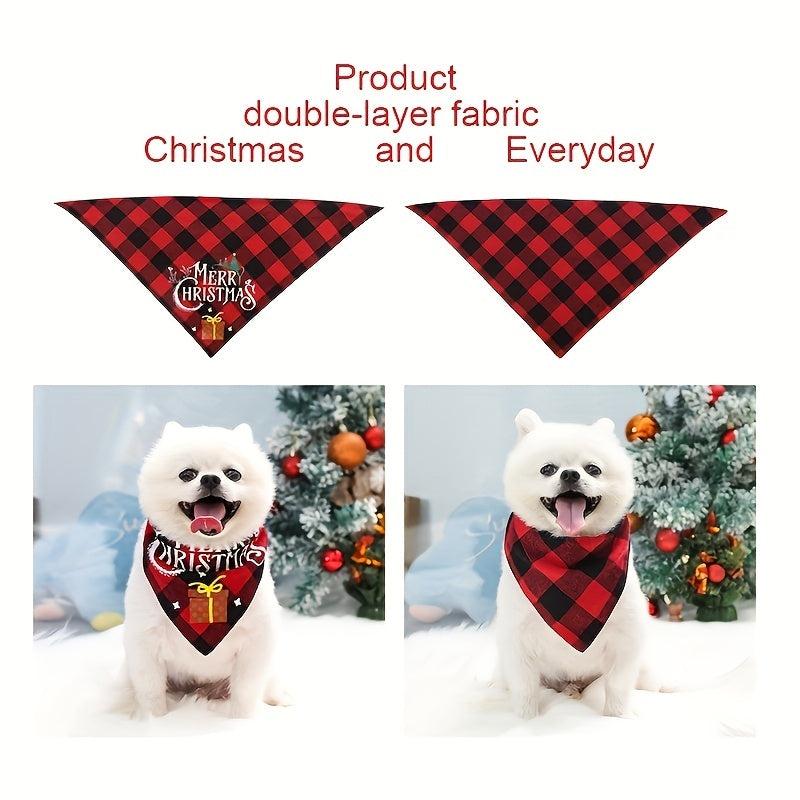Christmas Pet Saliva Towel Plaid Neck Bib For Holiday Party