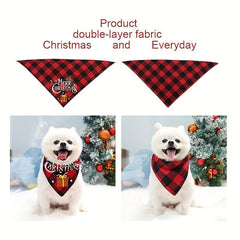 Christmas Pet Saliva Towel Plaid Neck Bib For Holiday Party
