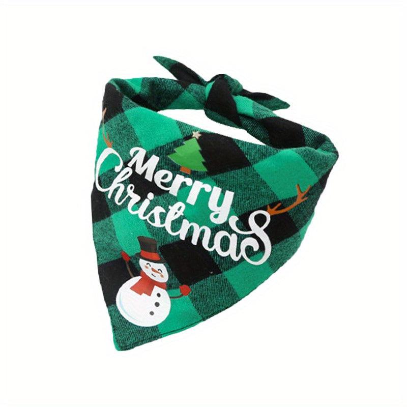 Christmas Pet Saliva Towel Plaid Neck Bib For Holiday Party