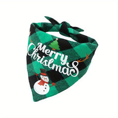 Christmas Pet Saliva Towel Plaid Neck Bib For Holiday Party