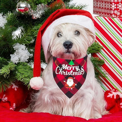 Christmas Pet Saliva Towel Plaid Neck Bib For Holiday Party