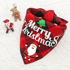 Christmas Pet Saliva Towel Plaid Neck Bib For Holiday Party