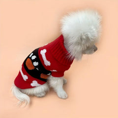 Bone & Paw Graphic Turtle Neck Sweater for Your Stylish Dog