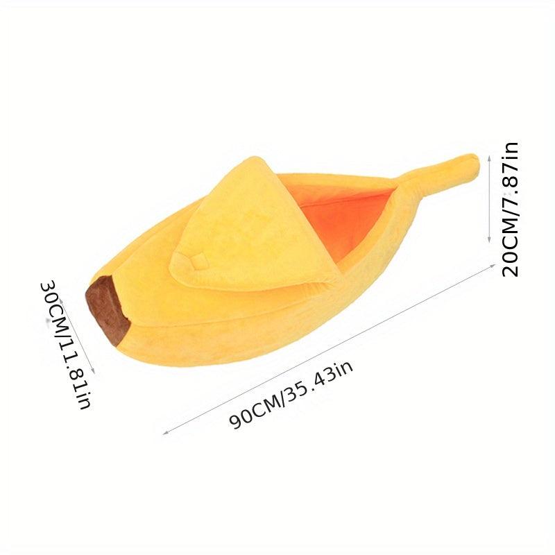 Cozy Banana Shaped Cat Bed Keeps Furry Warm & Snug