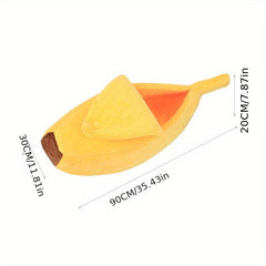 Cozy Banana Shaped Cat Bed Keeps Furry Warm & Snug