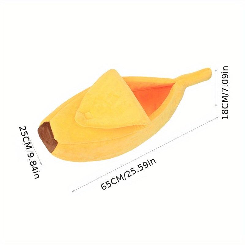 Cozy Banana Shaped Cat Bed Keeps Furry Warm & Snug