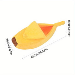 Cozy Banana Shaped Cat Bed Keeps Furry Warm & Snug