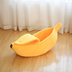 Cozy Banana Shaped Cat Bed Keeps Furry Warm & Snug