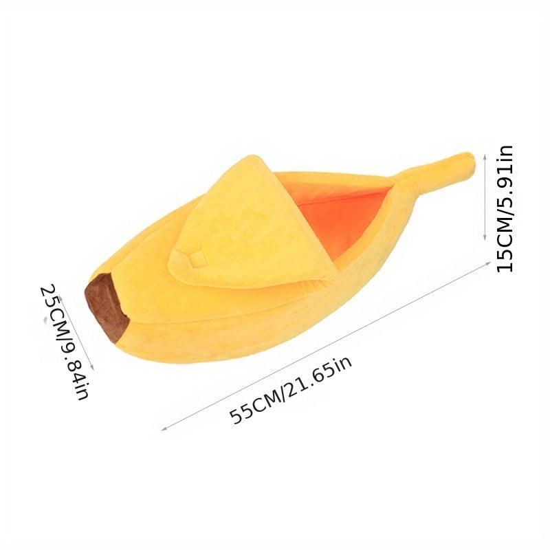 Cozy Banana Shaped Cat Bed Keeps Furry Warm & Snug