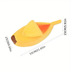Cozy Banana Shaped Cat Bed Keeps Furry Warm & Snug
