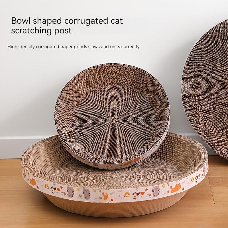 Circular Cat Claw Board With Nest Bowl Shape Corrugated Cardboard
