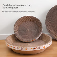 Circular Cat Claw Board With Nest Bowl Shape Corrugated Cardboard