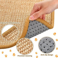 Horizontal Sisal Cat Scratch Pad Rug Indoor Protector for Couch & Carpets
