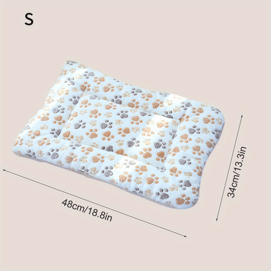 Cartoon Paw Print Pet Mat - Calming Indoor Cat Blanket