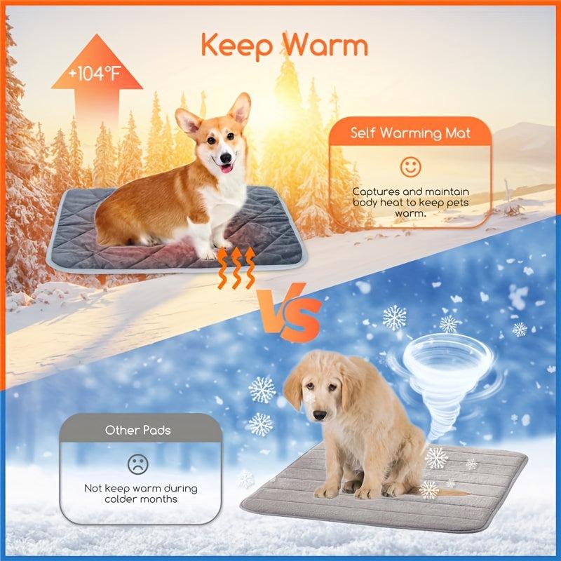 Self Warming Dog Cat Bed Non Slip Mat Extra Warm Thermal Pet Pad Indoor Outdoor