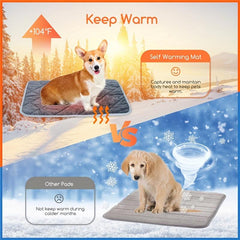 Self Warming Dog Cat Bed Non Slip Mat Extra Warm Thermal Pet Pad Indoor Outdoor