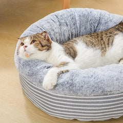 Warm Cat Bed House Round Cats Bed Sleeping Mat Plush Semi enclosed Cat Nest